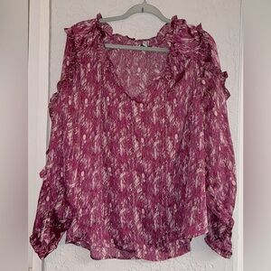 Ophelia Roe Women's Ruffled Pink Blouse (NWOT)